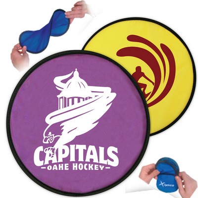 Fold Up Flexible 10" Diameter Nylon Flying Disc w/ Matching Pouch